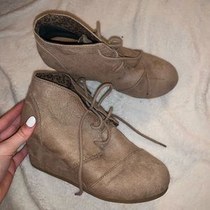 beige suede booties